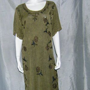 Plus size Woman A-line Beaded & Embroidered Dress